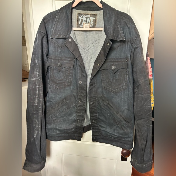 True Religion Charcoal Denim Jacket - Picture 1 of 3
